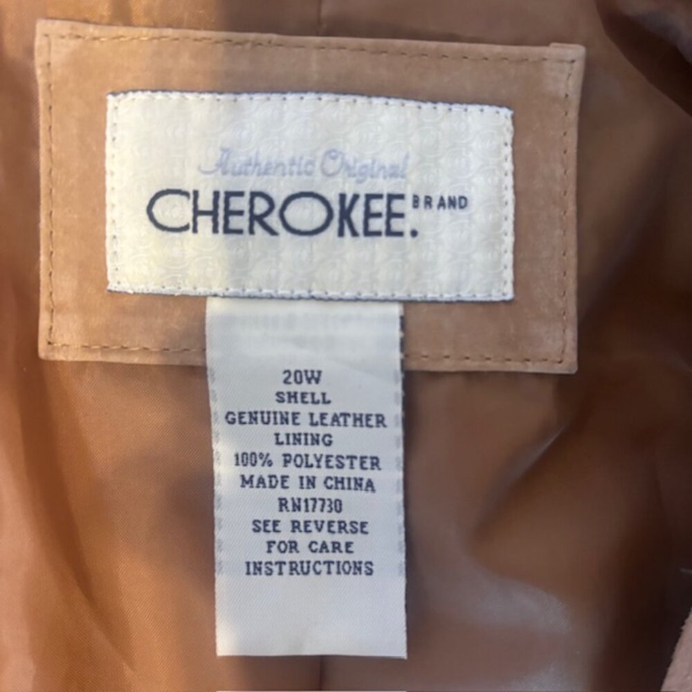 Cherokee Genuine Suede Jacket Tan Zip Front Coat | 20W - Picture 12 of 14